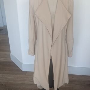 Tahari Light Beige Draped Trench Coat